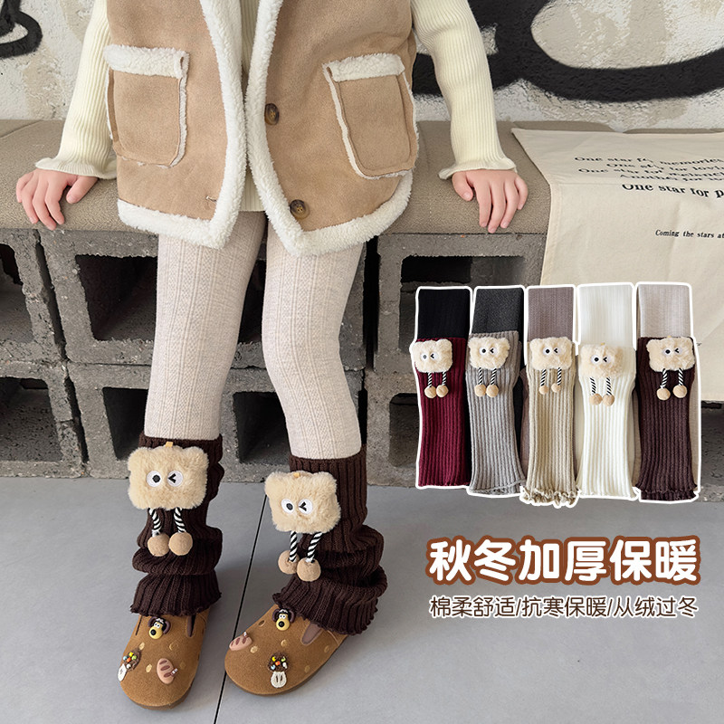 冬季加绒加厚拼接袜套儿童打底裤卡通外穿一体绒保暖女童连裤袜