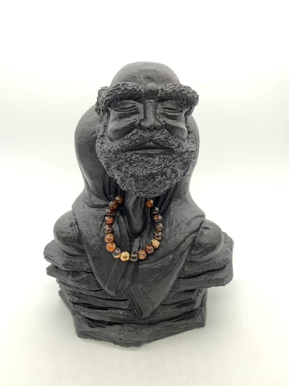 抚顺煤精达摩摆件天然无优化