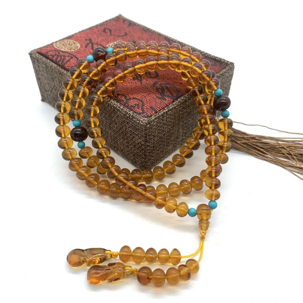 抚顺琥珀7毫米项链天然无优化