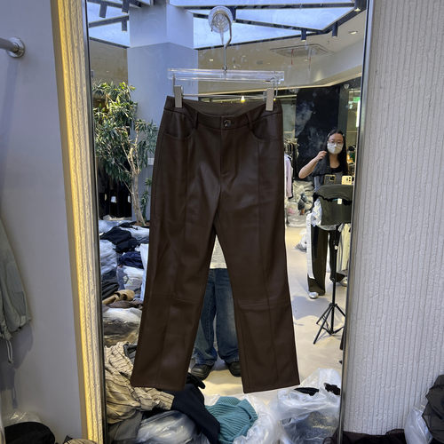 高腰修身显瘦PU皮裤女款