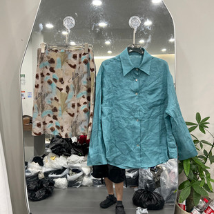 欧洲站2026夏季新款时尚韩版宽松翻领衬衫印花半身裙两件套女款