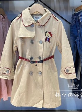 正品特价Paw小熊童装秋冬款女童英伦中长款风衣外套PCJT84961M