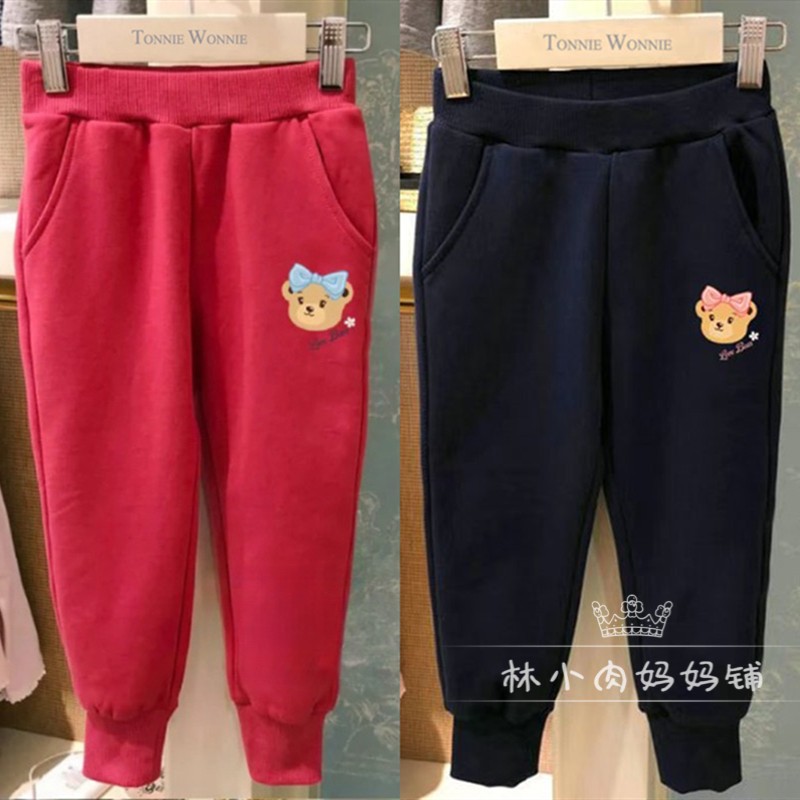 小熊童装秋冬新款女童加绒运动裤
