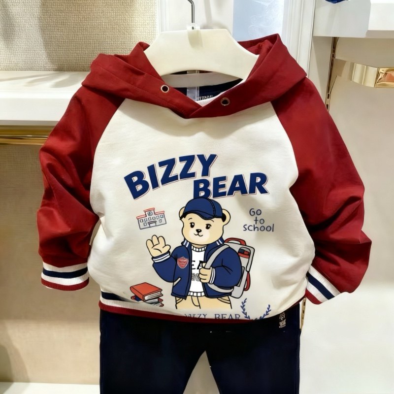 小熊童装春秋新款男童印花休闲连帽卫衣中大童纯棉拼袖针织帽衫,童装/婴儿装/亲子装,卫衣/绒衫,淘宝优惠券,粉丝福利购,淘宝优惠卷