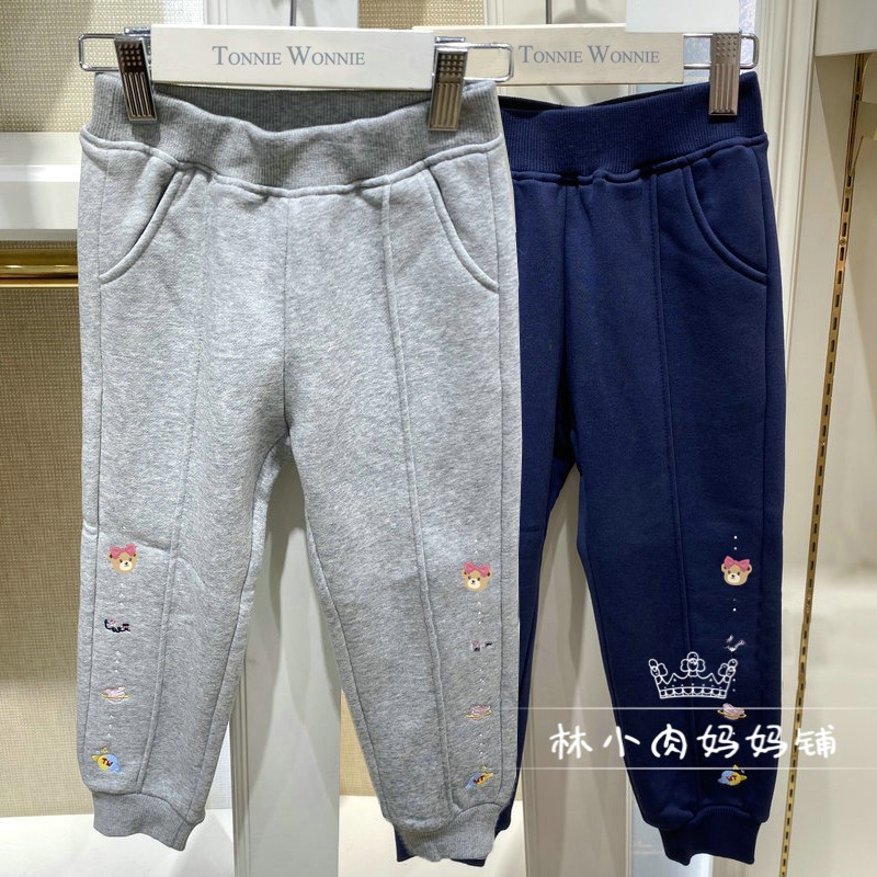 小熊童装冬款女童保暖加绒运动裤