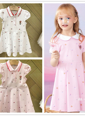 验货小熊童装夏款女童短袖连衣裙PCOMB6443N PCOM92541S