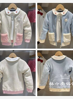 验货Paw小熊童装秋冬款女童毛衣羊毛开衫棉外套PCCK84T41M