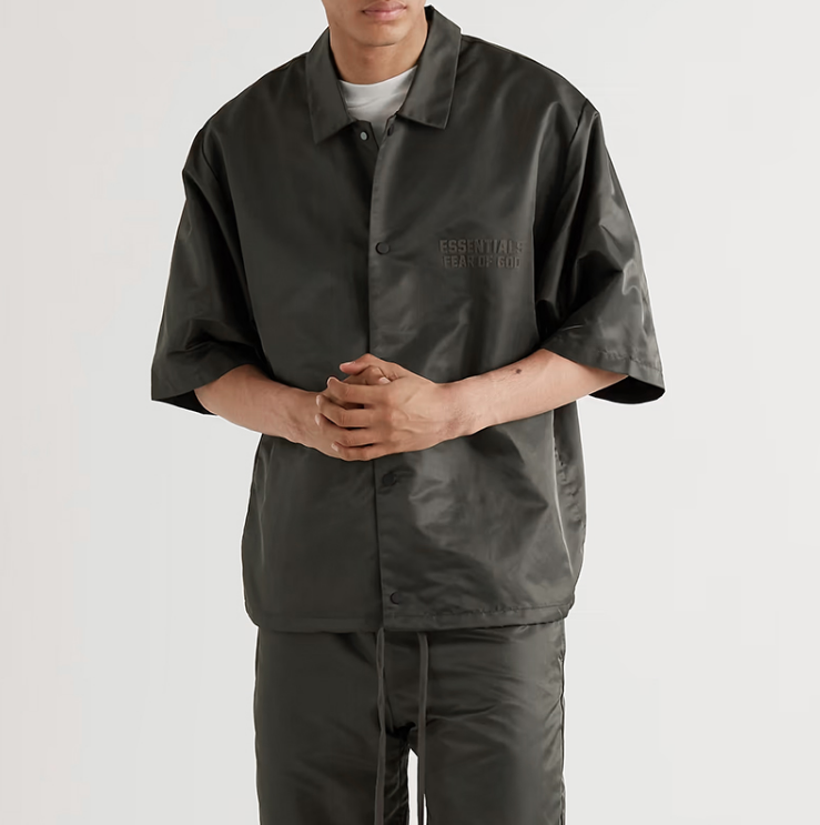 thumbnail for Fog Multi-Line Essentials Season 8 Double-Row Velvet Nylon Woven Half-Short Sleeve Loose Casual Shirt Autumn