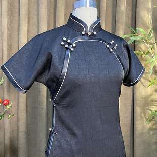 【瑾瑜】锦暮溪新品秋古法美玲襟手工旗袍龟裂纹双层显瘦一片式