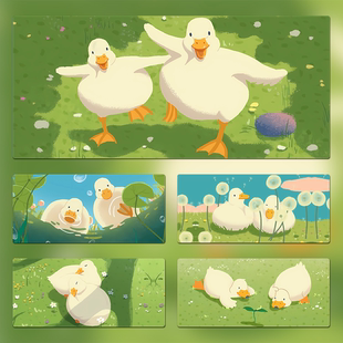 柯尔鸭鼠标垫超大号治愈系男女可爱卡通鼠标垫办公电脑学习书桌垫