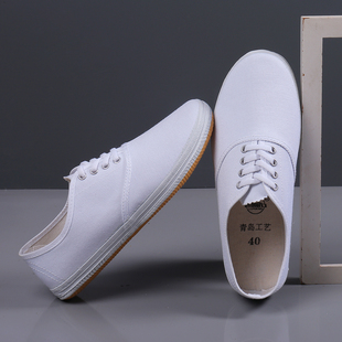 小白鞋男女式帆布鞋体操鞋白球鞋晨练武术鞋护士药厂工作鞋白布鞋