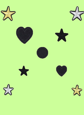 小号黑色星星爱心自粘布贴