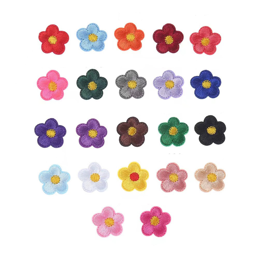 自粘彩色小花刺绣布贴衣服裤子装饰羽绒补洞修复DIY辅料补丁贴花