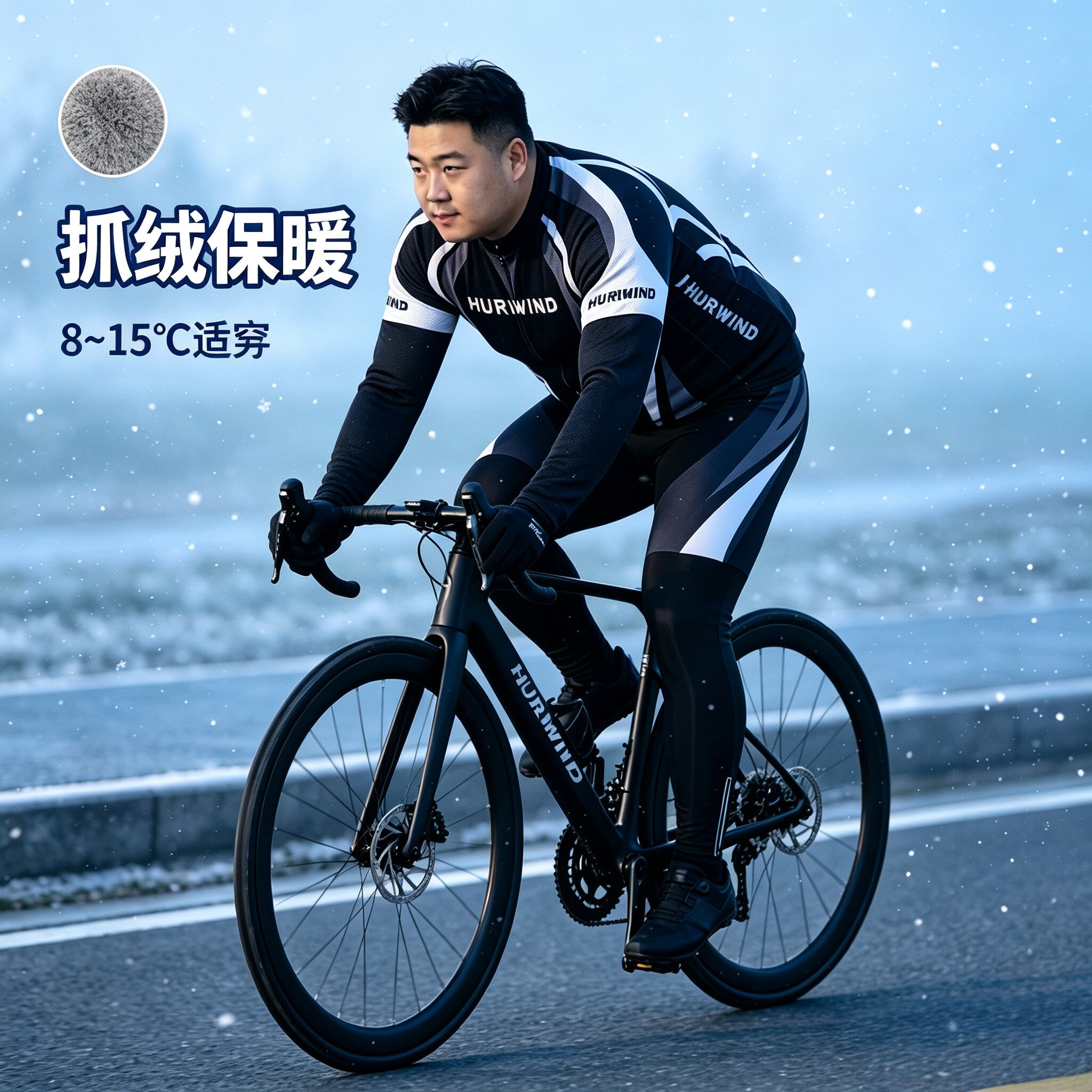 长袖骑行服抓绒套装定制 订做 秋冬加绒加大码加肥自行车单车服男