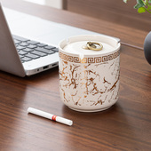 潮流烟缸轻奢 客厅中式 家用陶瓷防风烟灰缸带盖创意个性 办公室时尚