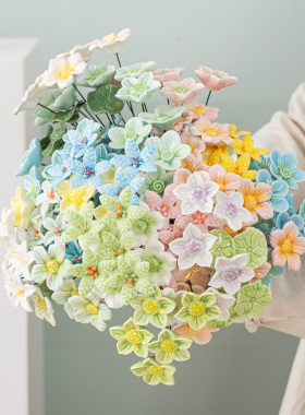 手工DIY插花陶瓷花朵仿真花永生花束装饰摆件教师七夕节创意礼物