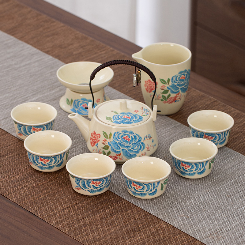 家用功夫茶具套装办公室会客厅陶瓷盖碗泡茶壶喝茶杯子宿舍小套装