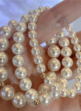 施家珍珠美产包金珠手链弹力绳手串经典洗澡可佩戴女朋友闺蜜礼物