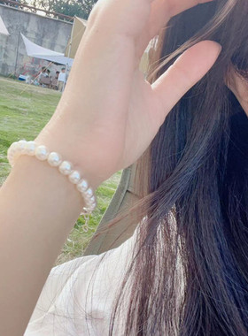 正圆施家珍珠手链串珠925纯银时尚气质法式高级感闺蜜女朋友礼物