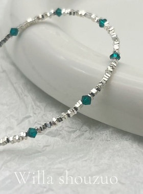 女款s925碎银子手链纯银手串复古