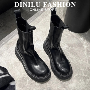 特大码马丁靴女41到43码女靴2025冬季新款切尔西靴子加绒套筒短靴