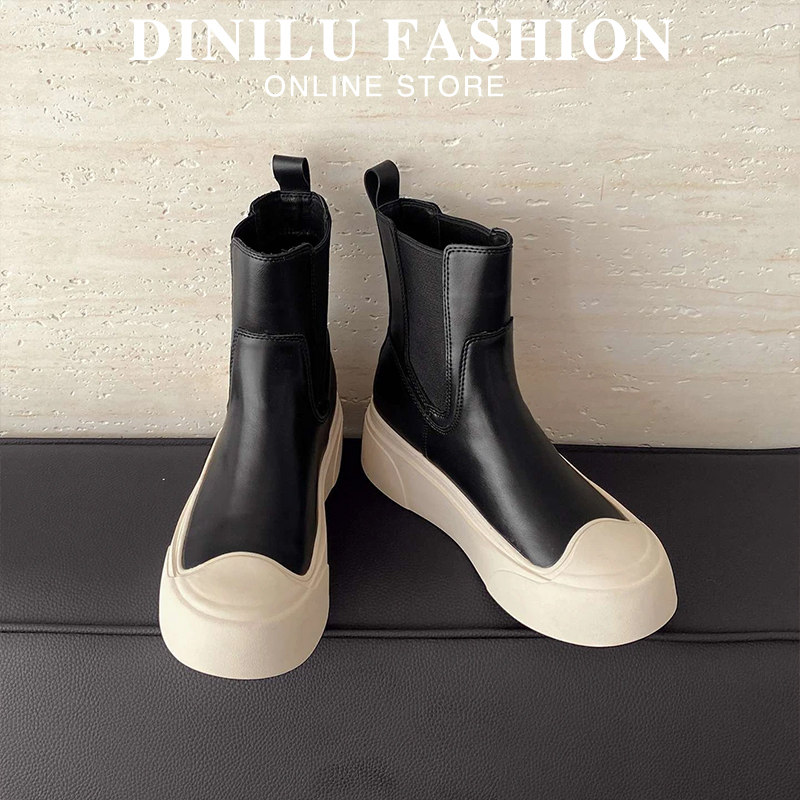 41到43大码高帮鞋女冬季切尔西靴大头厚底一脚蹬加绒马丁靴女短靴,女鞋,马丁靴,淘宝优惠券,粉丝福利购,淘宝优惠卷