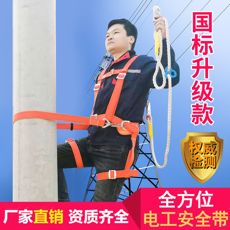 电工专用双挂钩国标加厚安全带图片