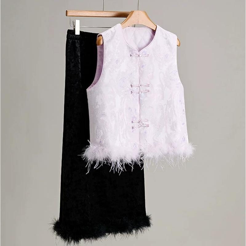 国风夹棉马甲女冬新中式盘扣坎肩背心提花马夹毛毛外穿秋冬上衣,女装/女士精品,马夹,淘宝优惠券,粉丝福利购,淘宝优惠卷