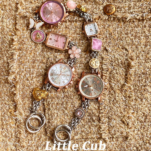 Little Cub“粉樱绮梦”表盘链条包包肩带裤链包链腰链多功能装饰