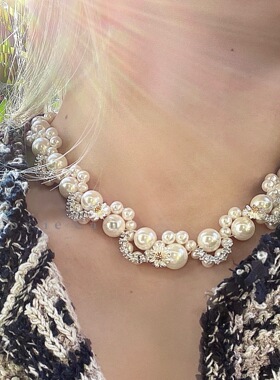 NboStore×LovieCan联名潮流手工编织雏菊珍珠贝珠情侣项链廖效浓