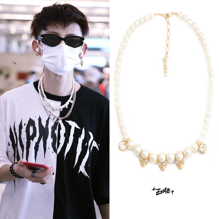 【官方正品】*EVAE+珍珠骷髅项链小鬼王琳凯艾福杰尼Capper同款潮