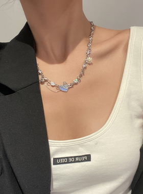 NboStore×LovieCan锆石雏菊情侣项链女高级设计感小众锁骨廖效浓