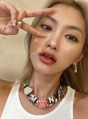 Nbostore满钻贝壳项链潮流说唱ins嘻哈男女情侣廖效浓nbo腻腻同款