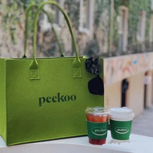 peekoo毛毡包手提包绿色休闲托特包店单肩包手提袋定制 小红书同款