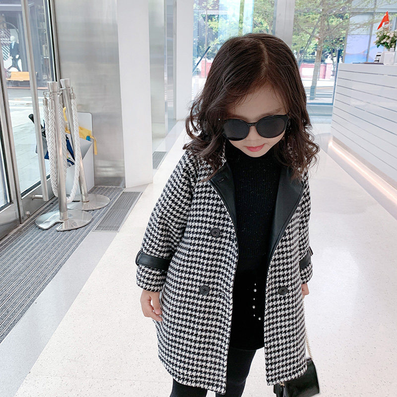 麦麦秋女童宝宝毛呢子大衣儿童千鸟格中长款外套2019秋冬新款洋气在类目 童装/婴儿装/亲子装, 外套/夹克/大衣, 呢大衣中 - 来自Buy2taobao.com提供专业的淘宝代购服务