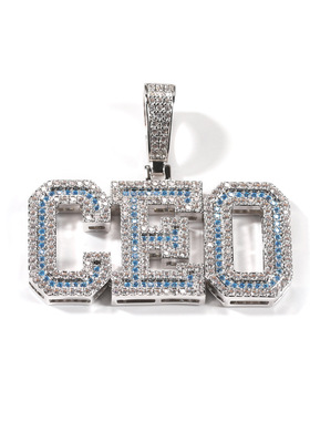 定制26款字母吊坠铜镶彩色锆石英文拼接数字嘻哈项链时尚男女饰品