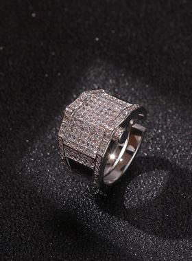 欧美风锆石男士街舞表演配饰戒指