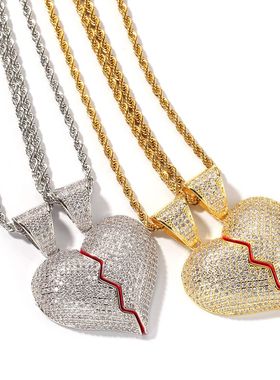 现货新款嘻哈个性镶锆石吊坠情侣