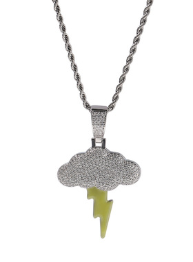 铜锆石麻花链情侣云朵闪电项链