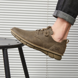 马丁靴秋季 低帮牛皮休闲鞋 新款 鞋 男 透气复古英伦工装 CAT卡特男鞋