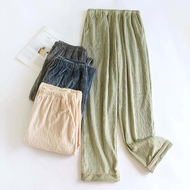 男女士长裤秋冬季细腻毛绒睡裤