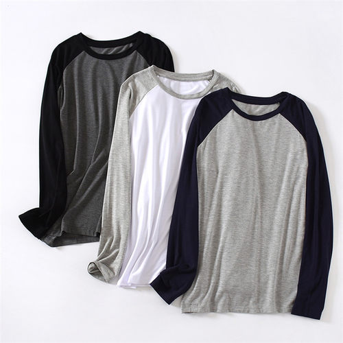 莫代尔男薄款T恤打底衫长袖睡衣