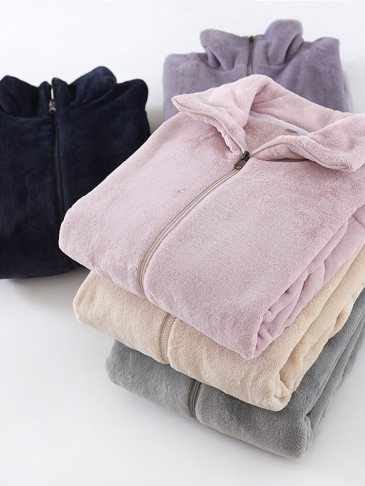 COUPLE ZIPPER PAJAMAS WOMENS TOPS AUTUMN WINTER CORAL VELVET FLANNEL LONG SLEEVE WARM LOUNGEWEAR MENS LOOSE PLUS SIZE