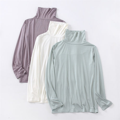 莫代尔弹力高领打底衫薄款