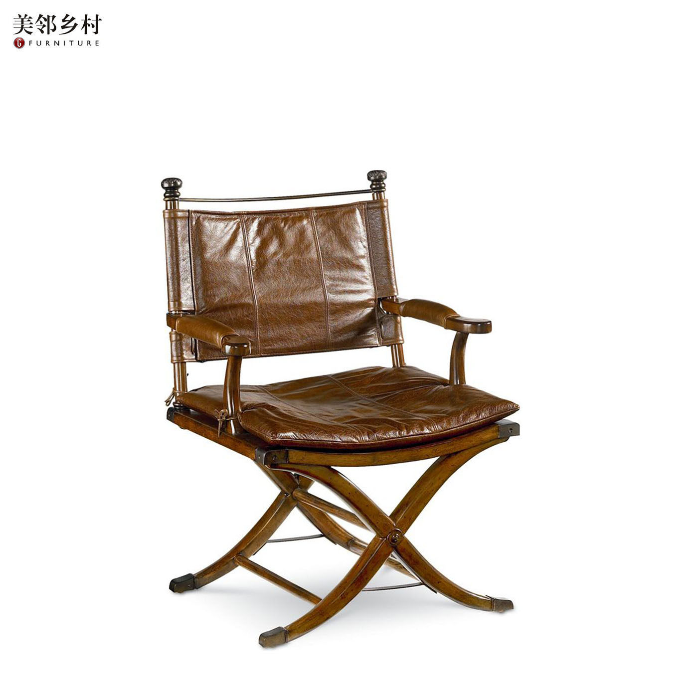托马斯维尔高脚书椅油蜡皮艺术真皮实木休闲椅茶椅古典个性洽谈椅