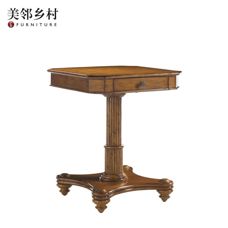 东南亚美式简约实木竹艺编制沙发角几正方形小茶桌洽谈休闲方桌