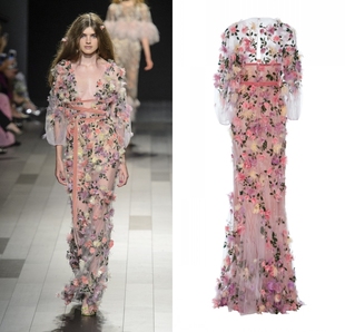 Marchesa新款 仙仙花朵气质宴会生日派对户外拍照年会新娘婚礼晚装