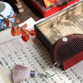 平安喜乐 刻字 镶嵌纯银天然酸枝木梳子宝宝周岁宴礼物便携小梳子