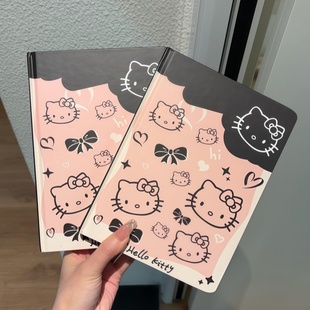 高颜值新款全彩页文具可爱卡通喵喵凯蒂蝴蝶结A5硬壳笔记本加厚