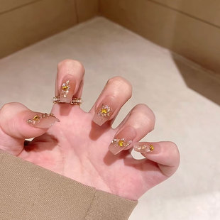 【暮色迟迟】秋冬氛围感气质温柔显白裸色超闪碎钻美甲手工穿戴甲